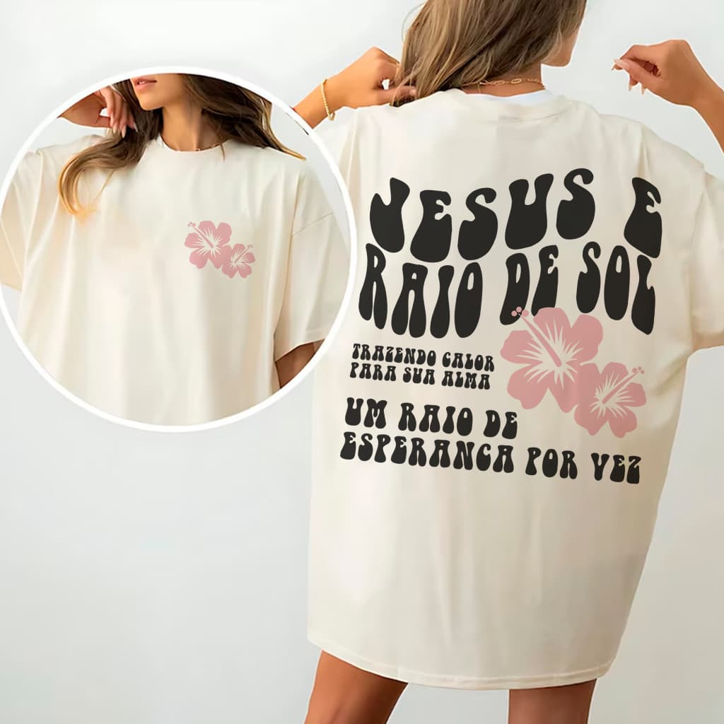 Camiseta Unissex Algodão Gospel Cristã Jesus E Raio De Sol