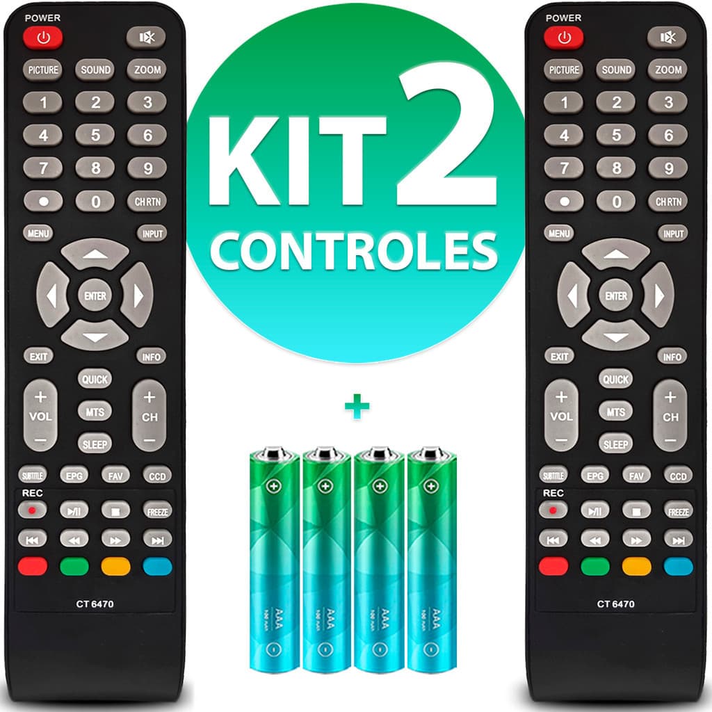 Kit Controle Remoto Compatível Tv Sti Semp Ct-6470 Le3273w