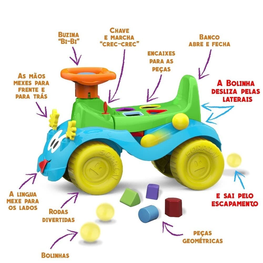 Totokinha Bolinha Menino Carrinho de Empurrar Infantil 6006 - Cardoso