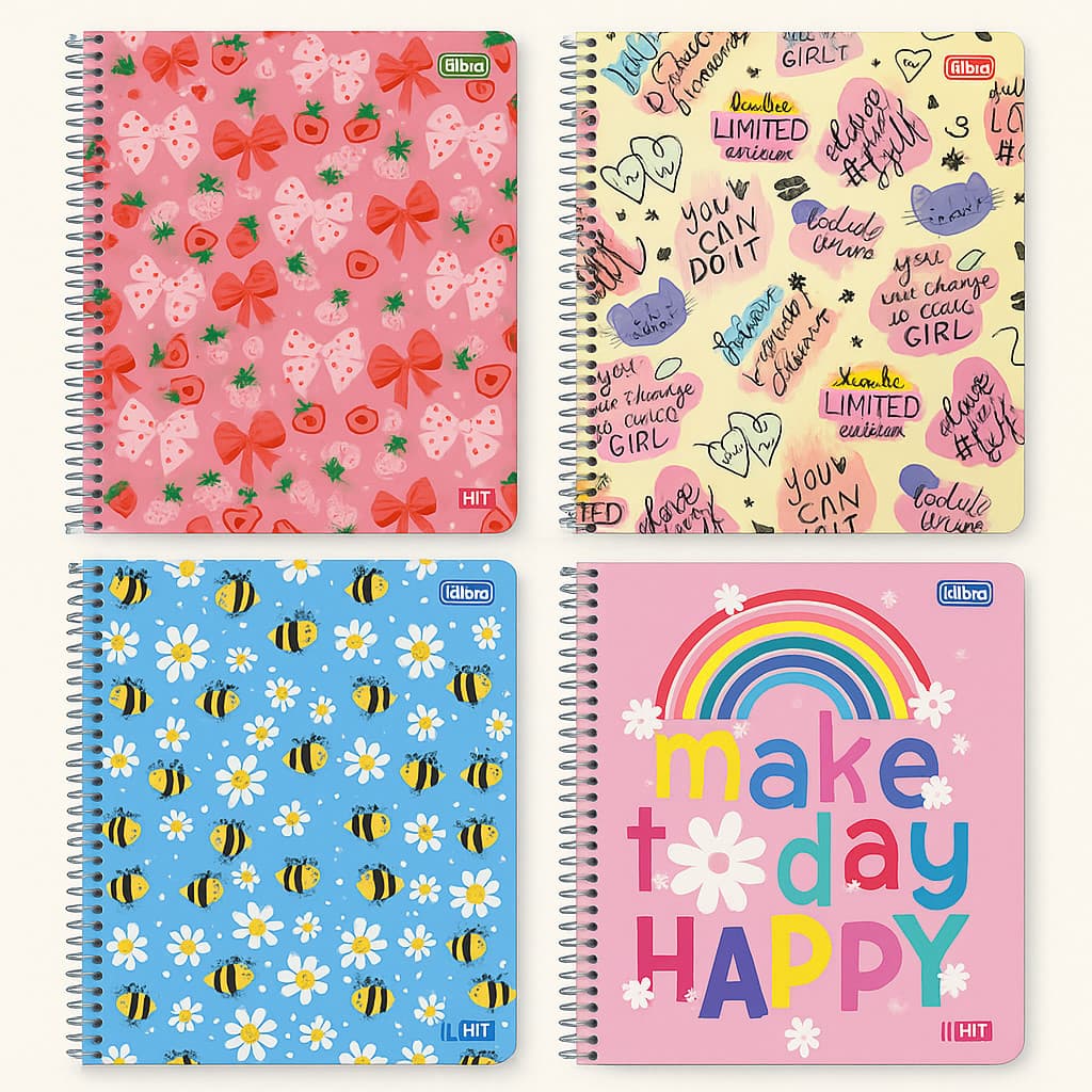 Caderno Espiral Universitário 1 Matéria Feminino 80 Folhas