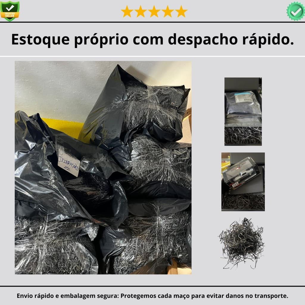 1 Kg Palha Madeira Preta P/ Cestas Presentes  Enfeite