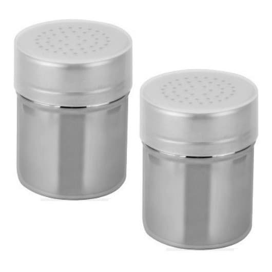 Kit 2 Polvilhador Shaker Inox Porta Temperos Saleiro com Tampa
