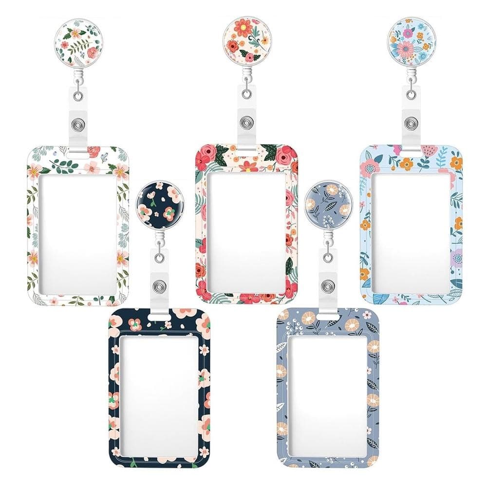 Porta-Crachá De Identificação Com Padrão Floral De 1 Unidade Carretel Retrátil , Crachás Retráteis Nome De Clipe Para Pr