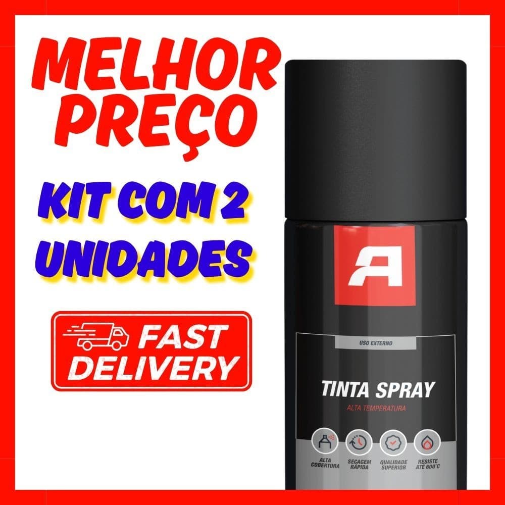 Kit 2 Tinta Spray Uso Geral 400ml  Preto Fosco Alta Temperatura  Envio Mega Rápido Imperdível