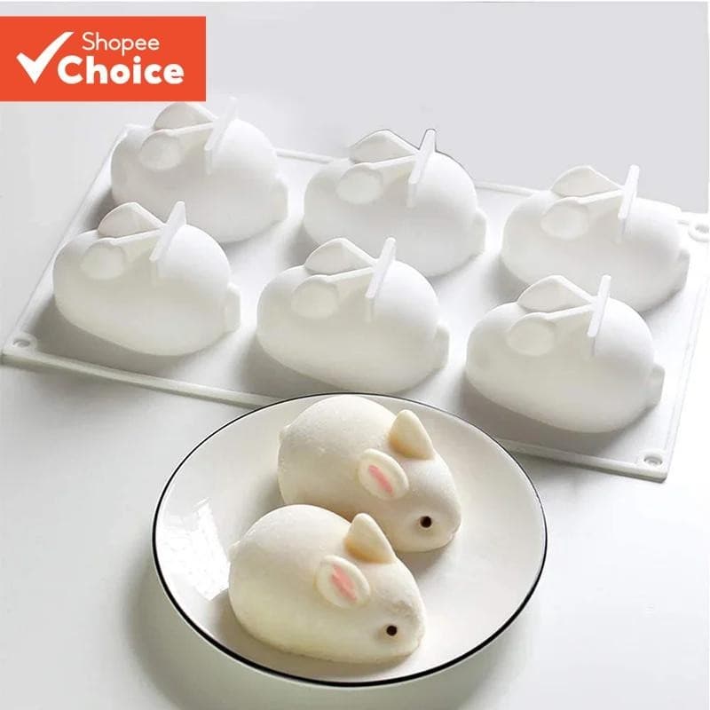 Molde De Silicone Para Bolo De Coelho Chocolate De 6 Cavidades Decoração De Sobremesa Modelo De Vela De Bricolage