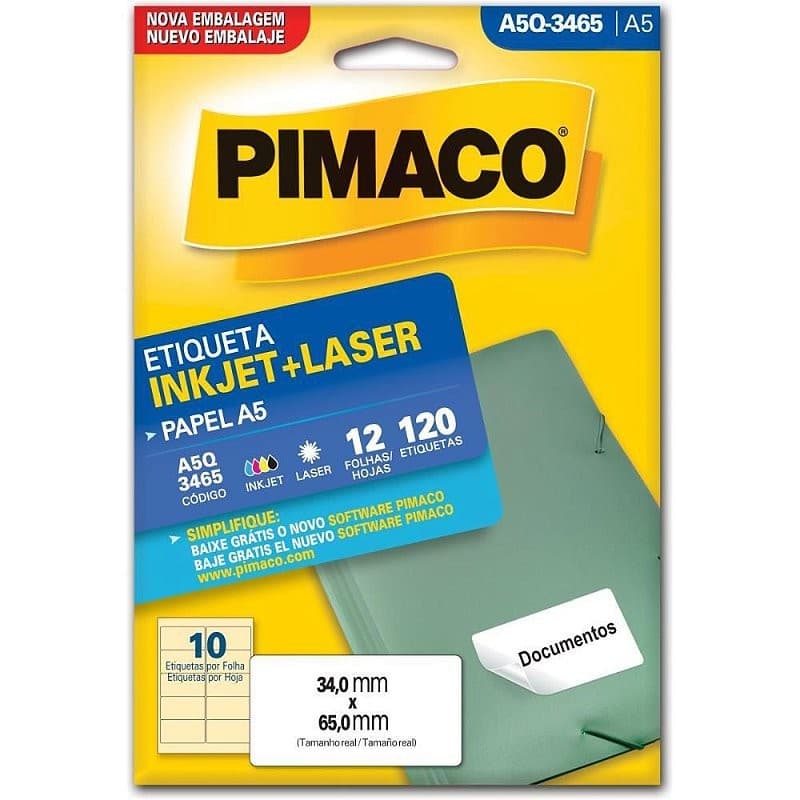 Etiqueta A5 A5Q-3465 34,0 X 65,0 MM com 120 Unidades
