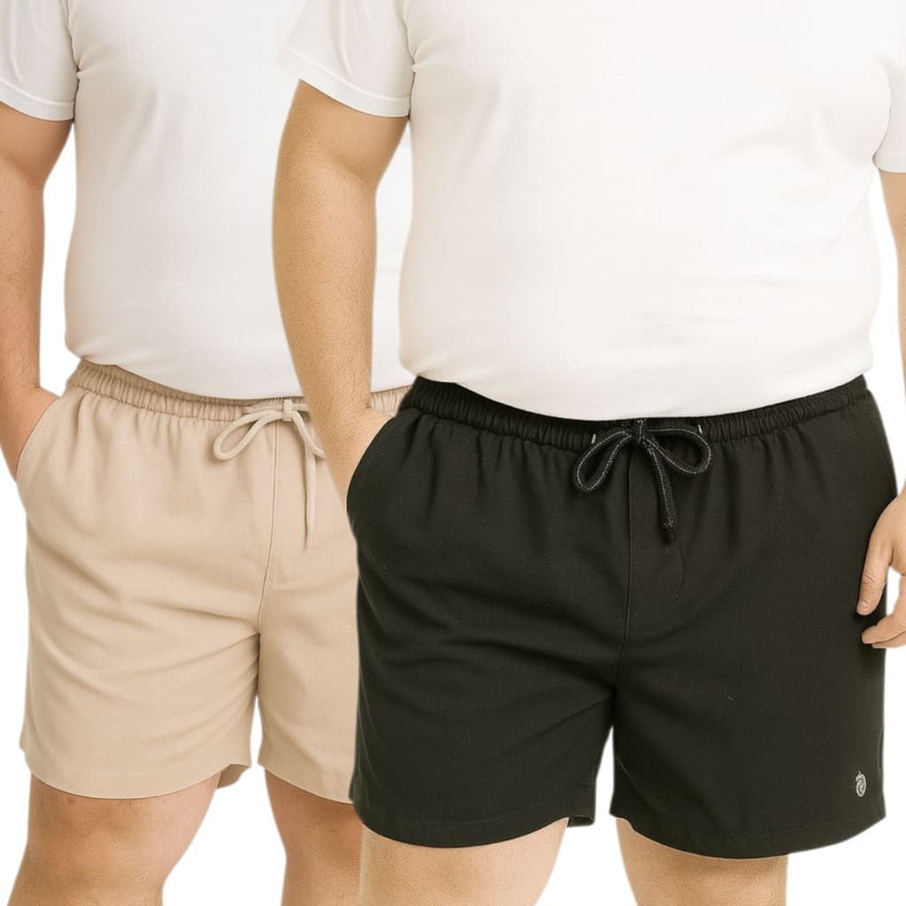Shorts Masculino Linho Alfaiataria Bolso Kit 2 Bermuda Plus Size - Tamanhos Grandes Dia dos Pais