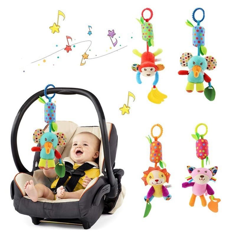 Mobile Anel Pendura Berço Carrinho Bebê Conforto Sensorial Colorido Animal