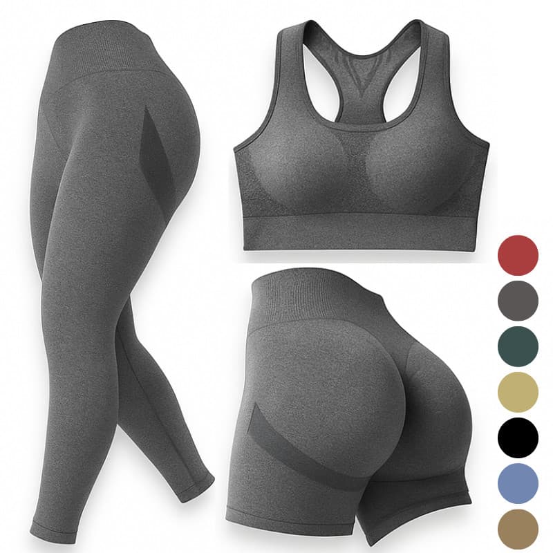Conjunto Fitness yoga Feminino – Top Nadador e Legging/Short Modelador com Efeito Empina Bumbum e Cintura Alta