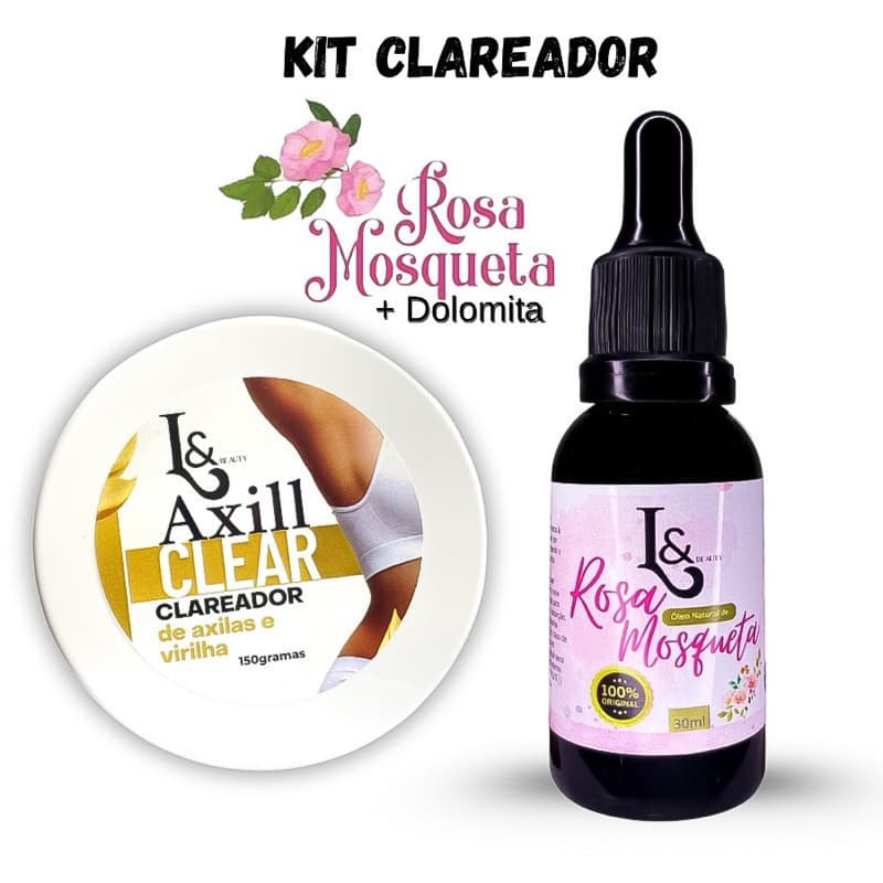 Kit Clareador De Axilas E Virilhas Com Dolomita 150g + Óleo De Rosa Mosqueta