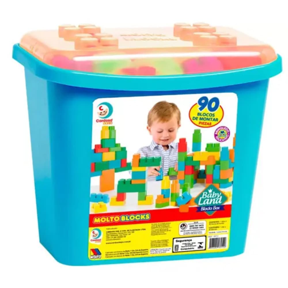 Blocos de Montar Box Baby Land Block Azul 90 Peças - Cardoso