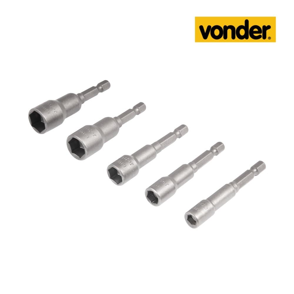Jogo de Soquetes Magnéticos 1/4" 5 Peças (6 a 13 mm)
