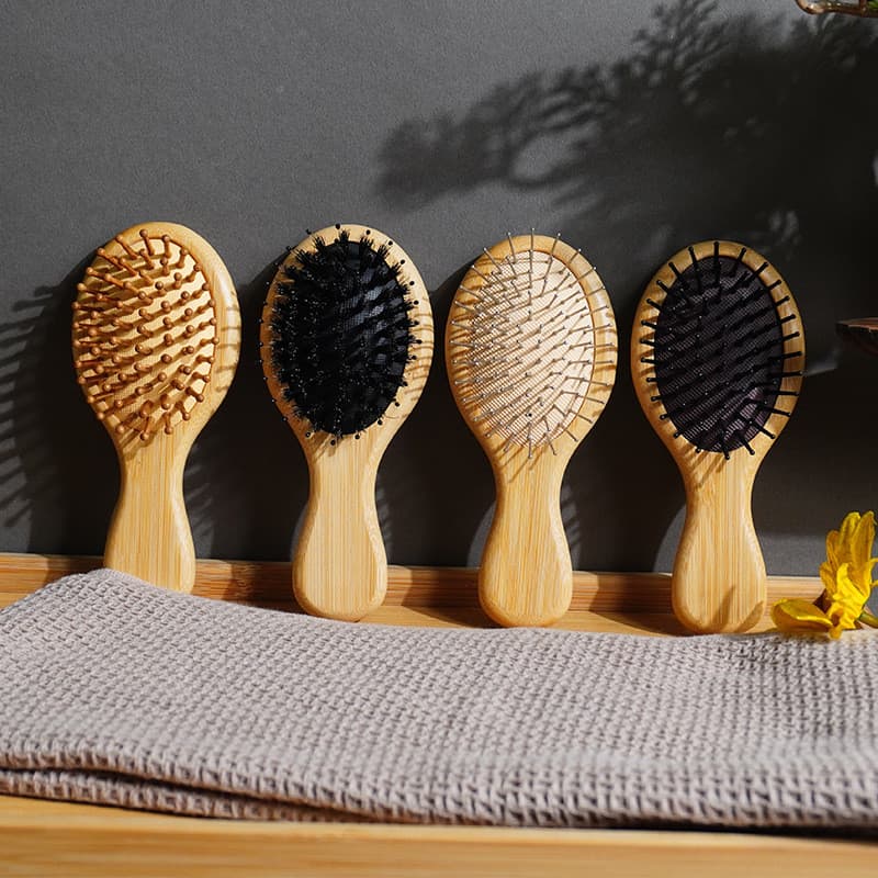 Saco De Ar De Madeira Pente De Cabelo Mini Almofada Bambu Escova Portátil Massageador De Couro Cabeludo Presente De Viag