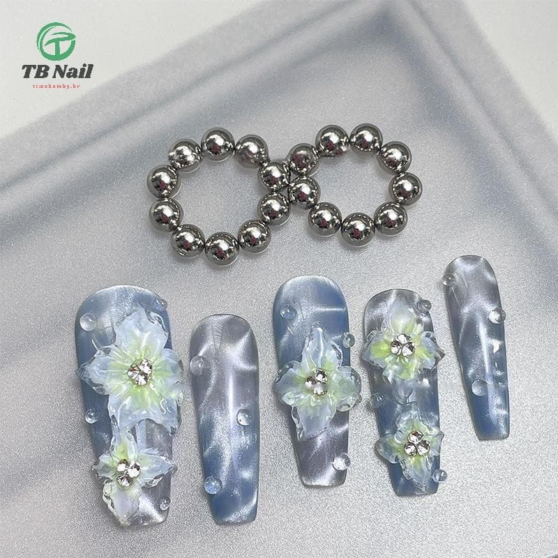 TB-Nail Art Rodada Ímã Contas Olho De Flor De Gelo Forte 10pcs .