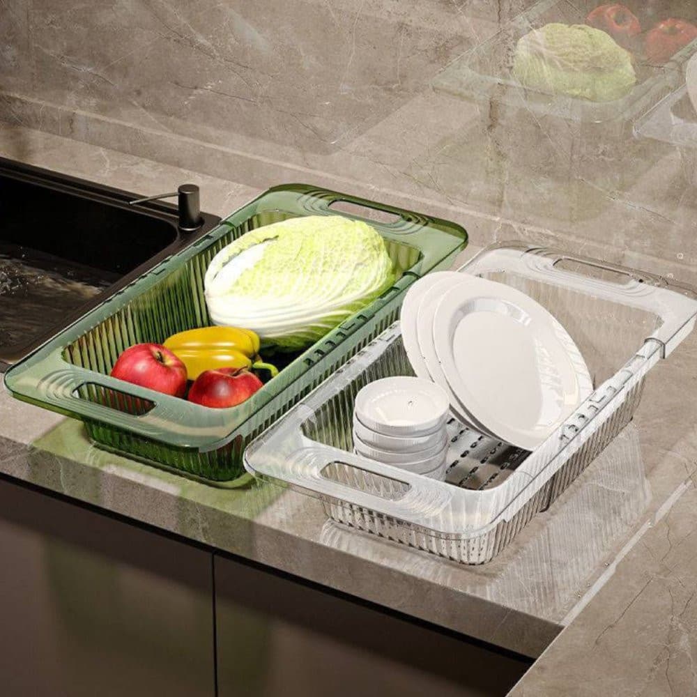 Cesto Escorredor Verduras Legumes Multiuso Retrátil Cozinha Casa Organizador Praticidade Resistente