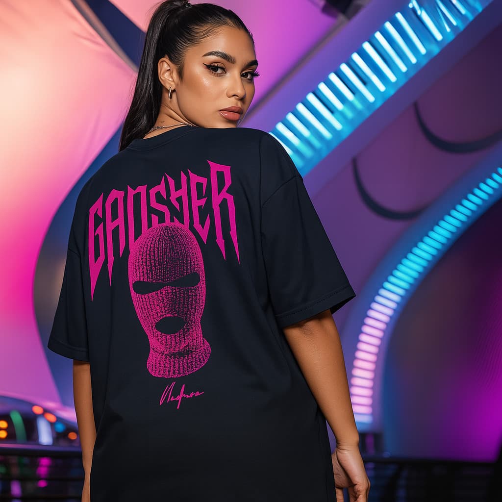 Camiseta Oversized Feminina Streetwear Pink Gangster