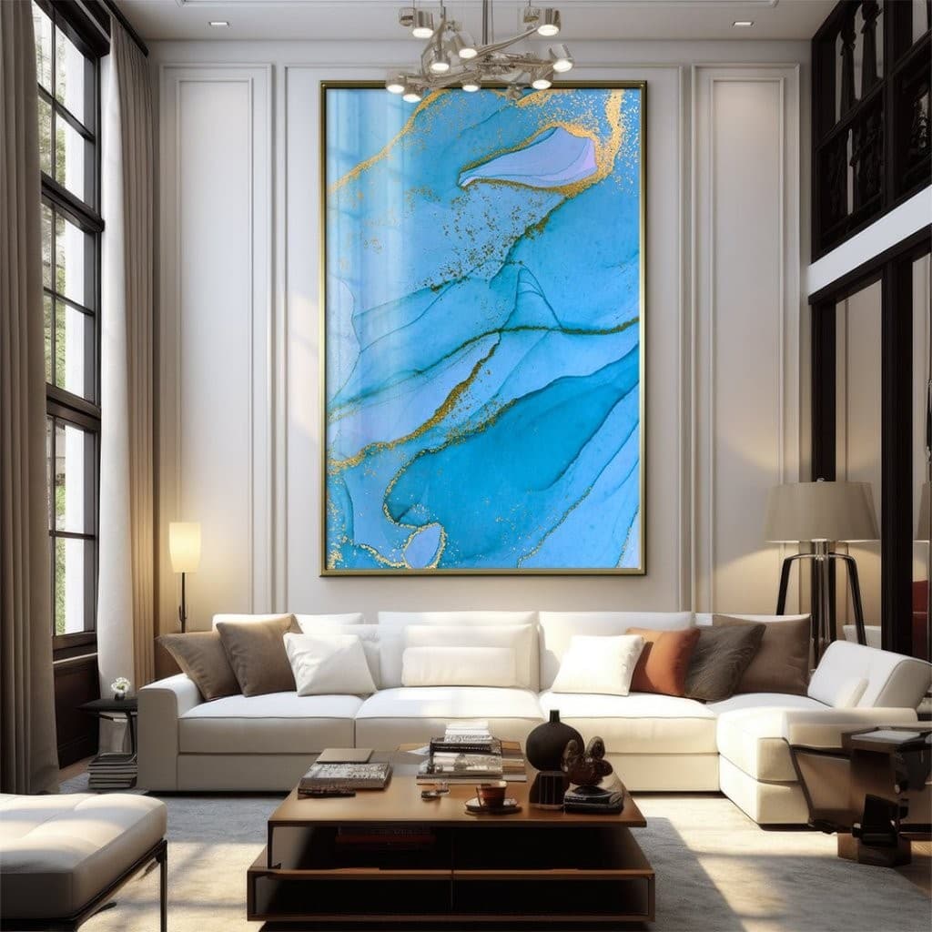 Quadro 60x40 CM Decorativo GRANDE Alta Resolução Para Sala Quarto Escritório Quadro  Abstrato Azul