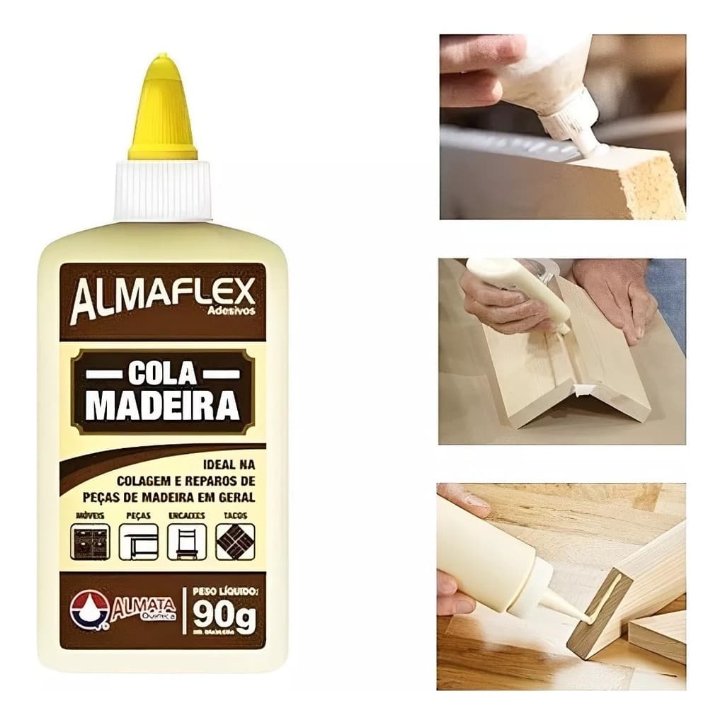 Cola Para Madeira Almaflex 90g Colagem Reparo De Madeira Em Geral