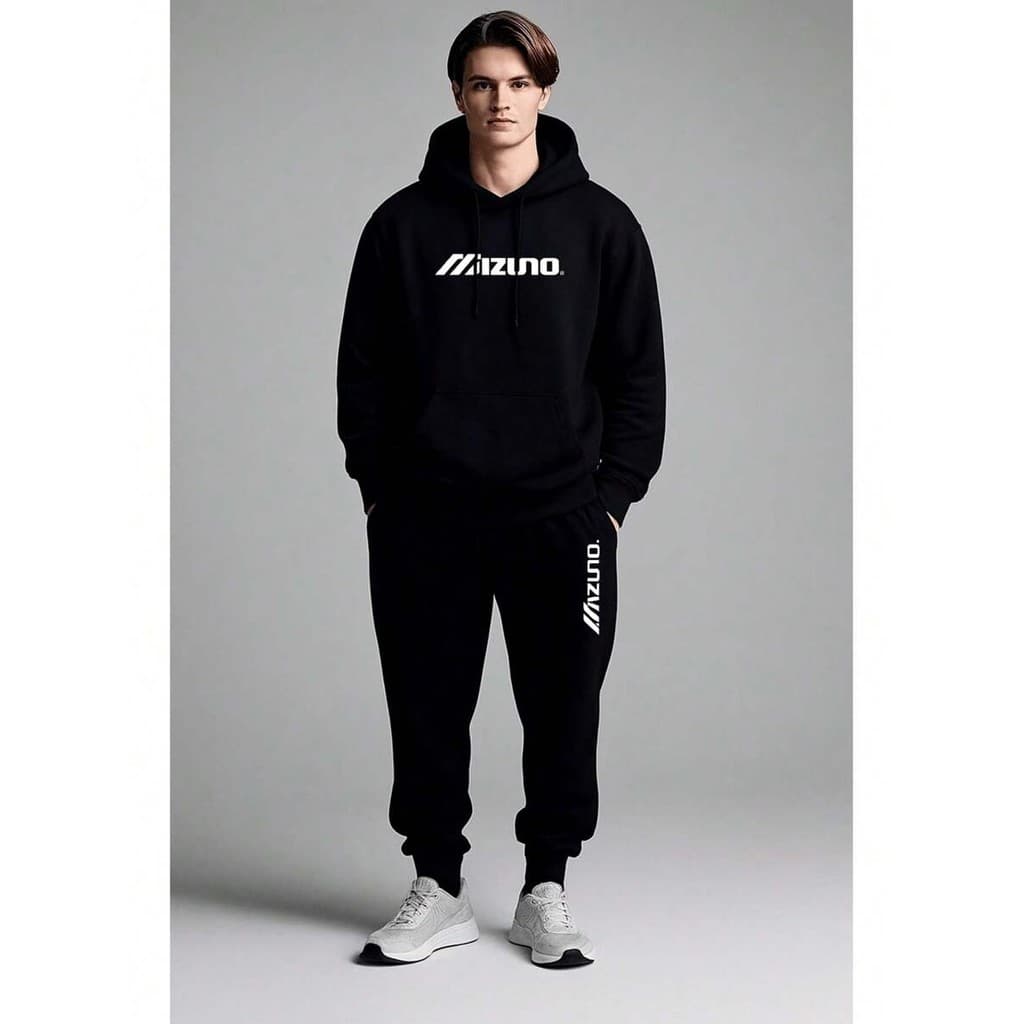 Conjunto Moletom Masculino 100% Algodão Miz Uno Blusa e Calça Capuz Bolsos Treino Casual Esportes