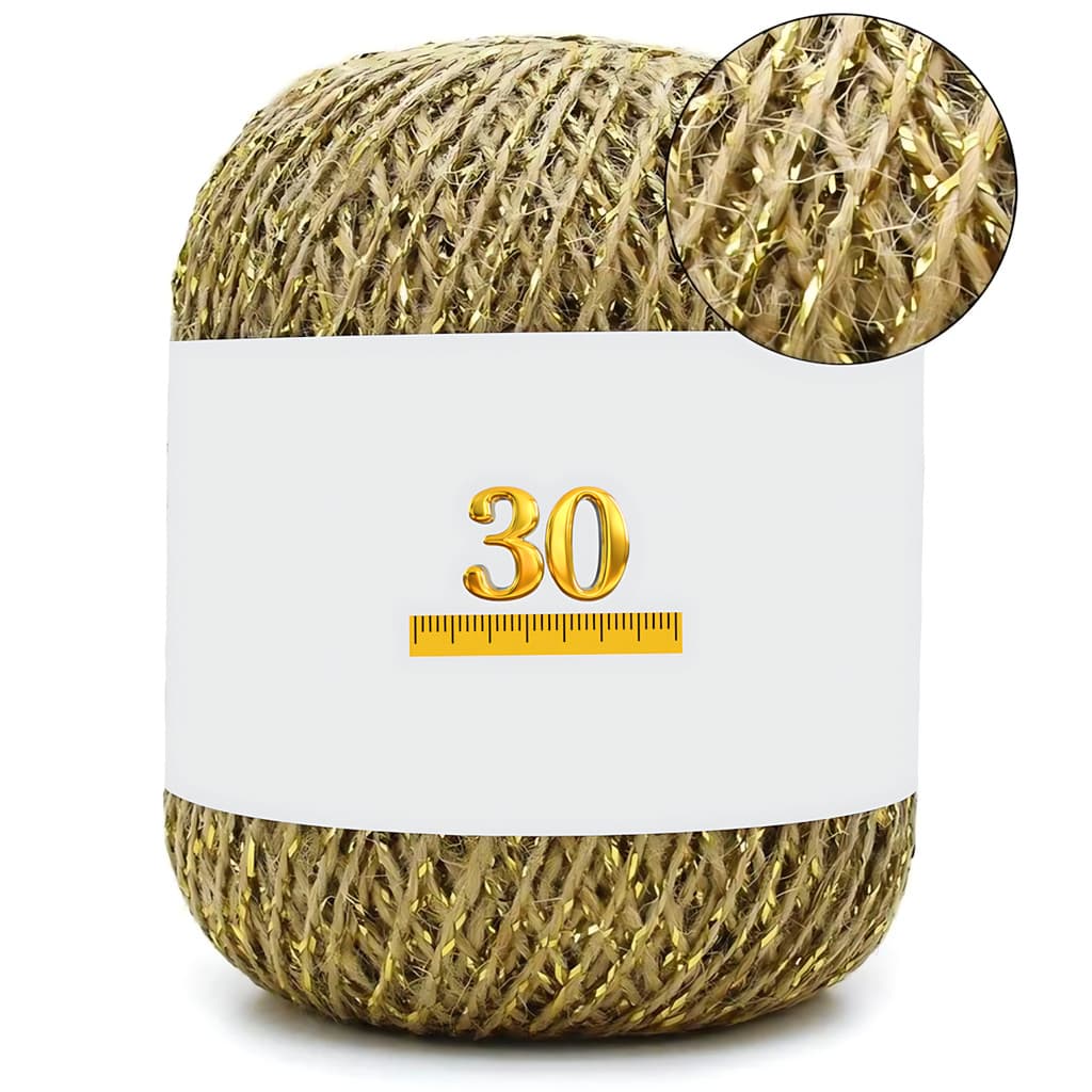 Cordão Fio De Juta Natural Dourado 2mm x 30 Metros