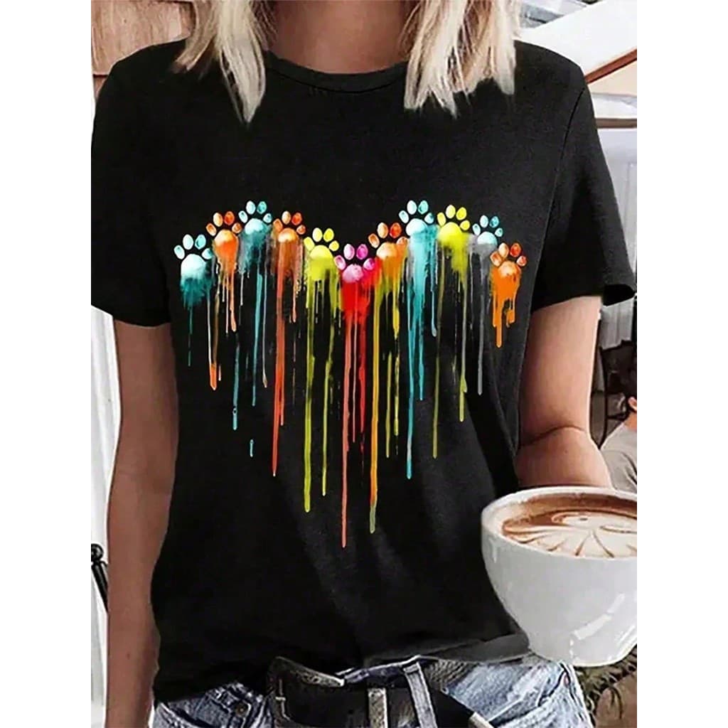 Blusinha Feminina Estampa Coração De Patinha Moda BabyLook T-Shirt Casual