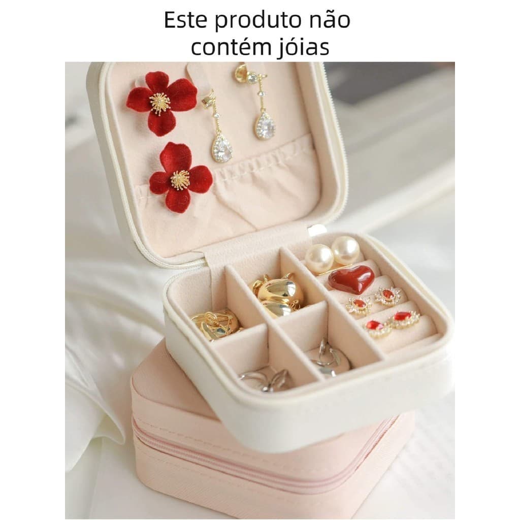 Viagem caixa de jóias portátil, caixa de jóias, armazenamento de jóias das mulheres HZH02