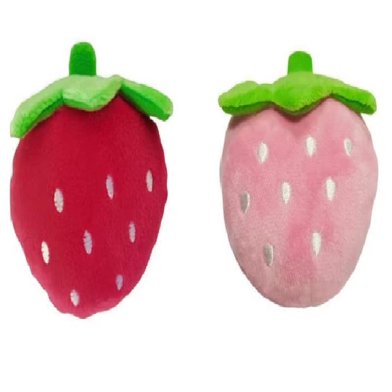 Brinquedo de Pelúcia Pet Moranguinho Para Cães Pet Pelúcia Apito Mordedor Pequeno Porte