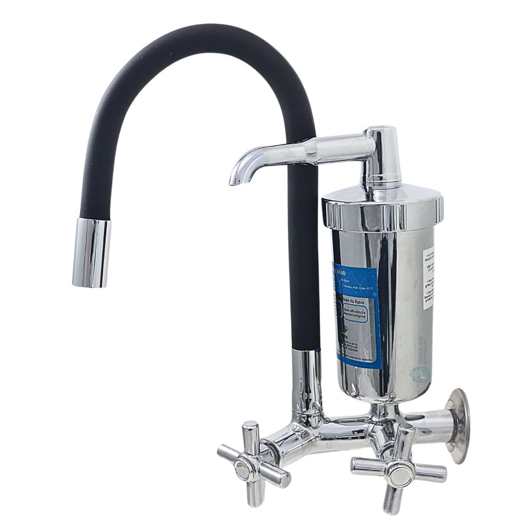 Torneira Gourmet de Parede com Filtro C34 Tubo Silicone Preto Flexível Certificada pelo Inmetro