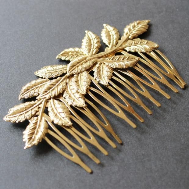 Pente De Cabelo Com Folhas Doces De Metal , Inserção , Acessórios De Moda Para