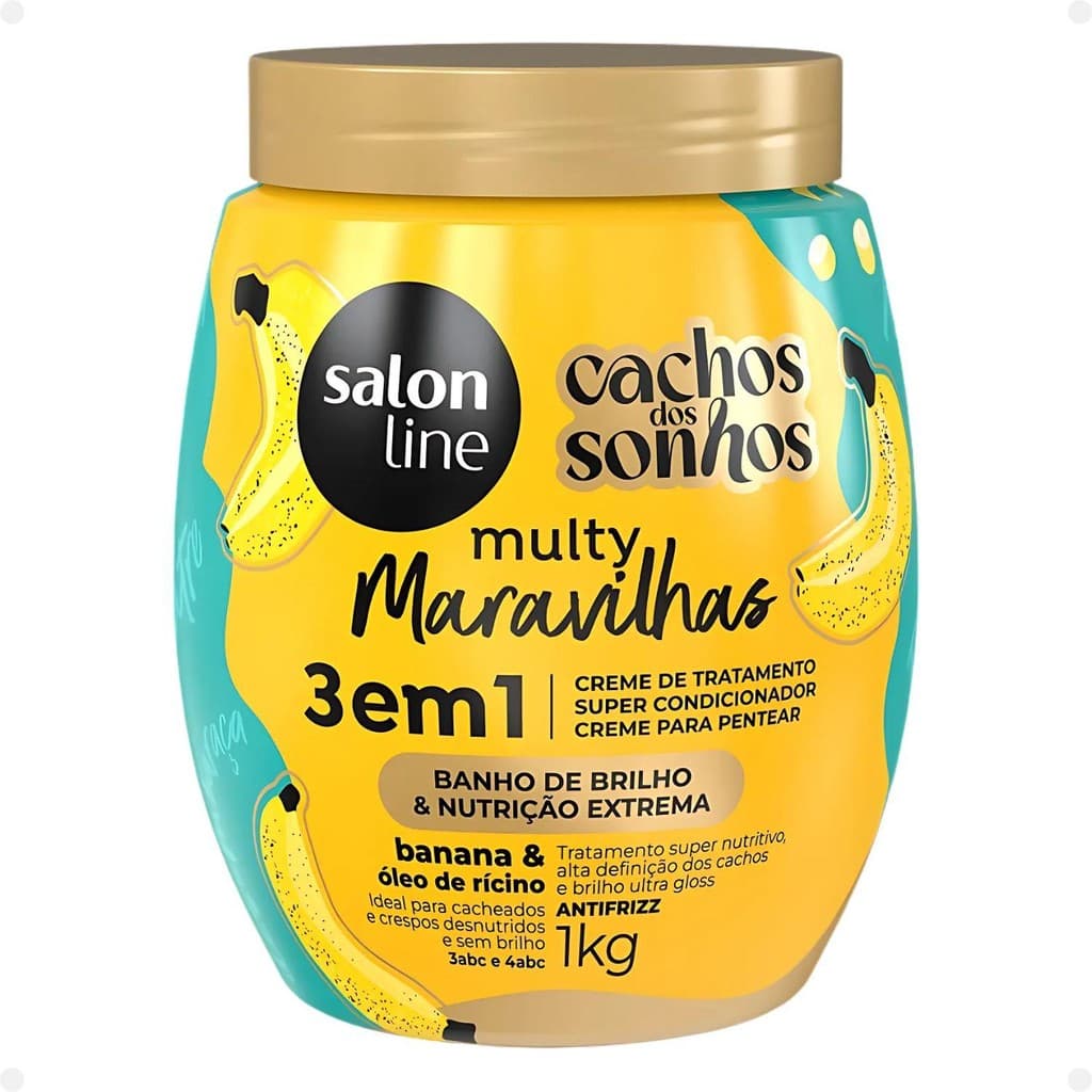 Creme de Tratamento 3 em 1 Salon Line Multy Maravilhas Cachos dos Sonhos Banana e Óleo de Rícino 1Kg