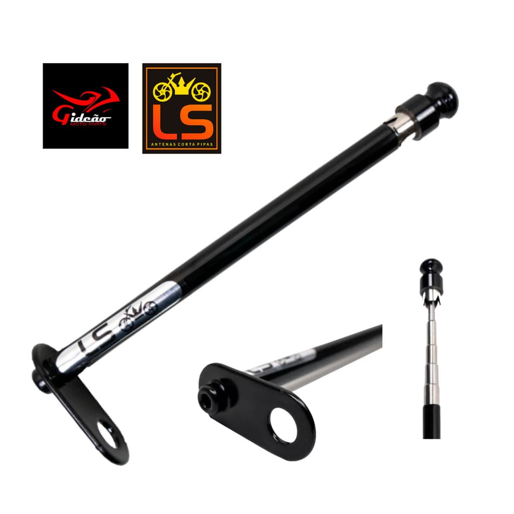 Antena Corta Pipa 6 Estagios Burgam  Furo 8mm  Preta