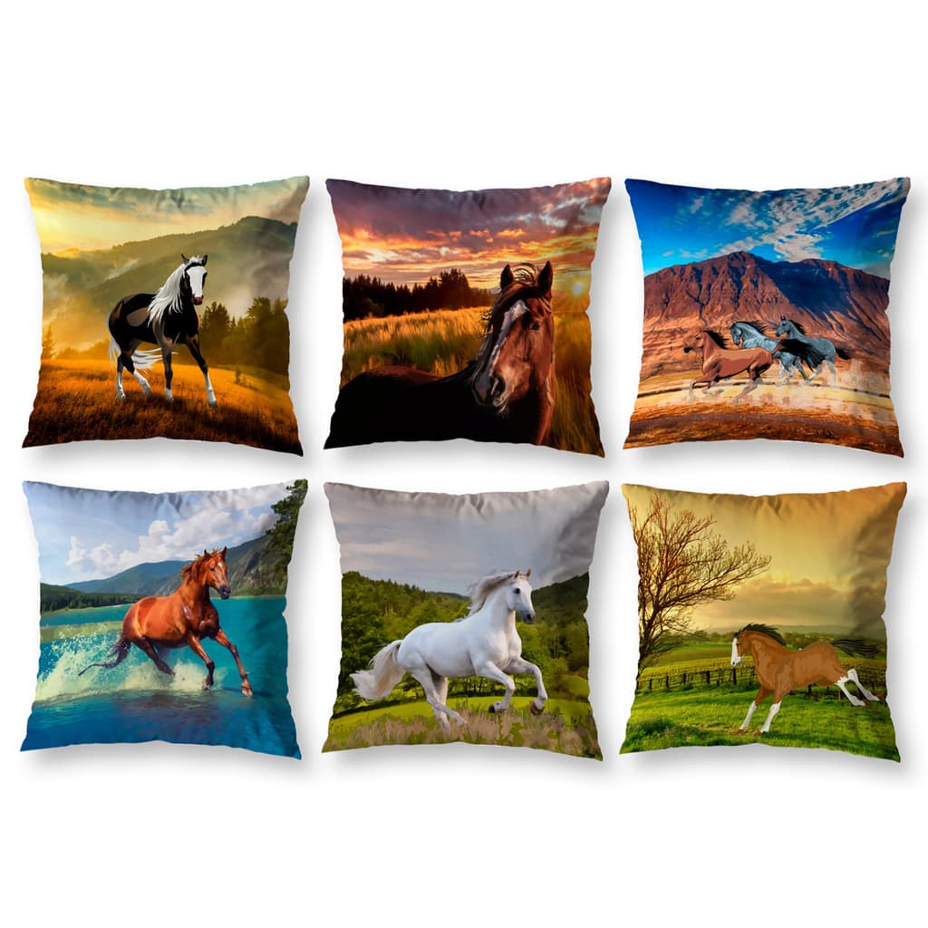 Kit 6 almofadas Cheias 40cm x 40cm Decorativas Estampadas Digital Coloridas Sala Sofá Quarto