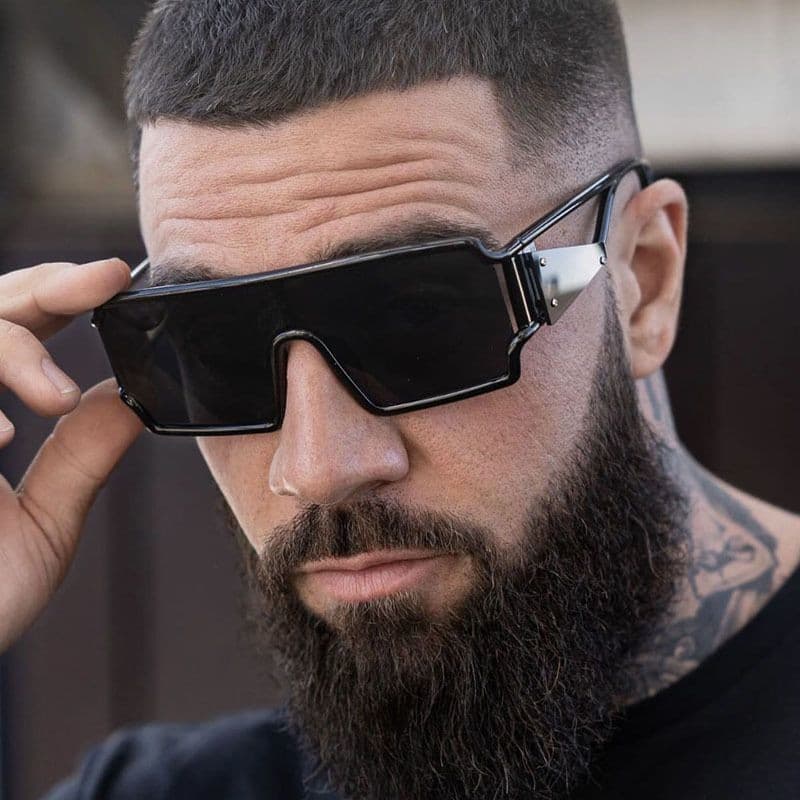 Retro quadrado grande quadro óculos de sol siameses das mulheres dos homens na moda estilo Punk integrado óculos de sol