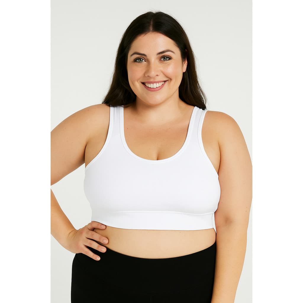 Top Feminino Plus Size Poliamida Liso C Alça Para Treino 194