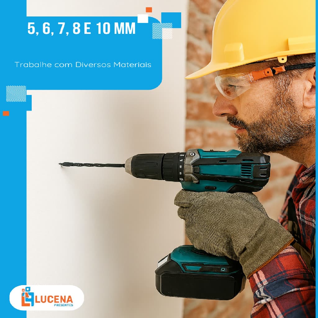Jogo Broca Perfuração Universal Fura tudo Madeira Concreto Aço vidro Resistente no estojo