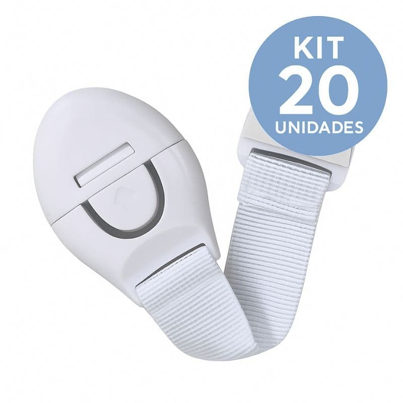 Kit Com 20 - Travas Flexivel Adesivas, Sem Furar Movel Multiuso Travas De Armario P/ Proteção Criancas Para Gavetas