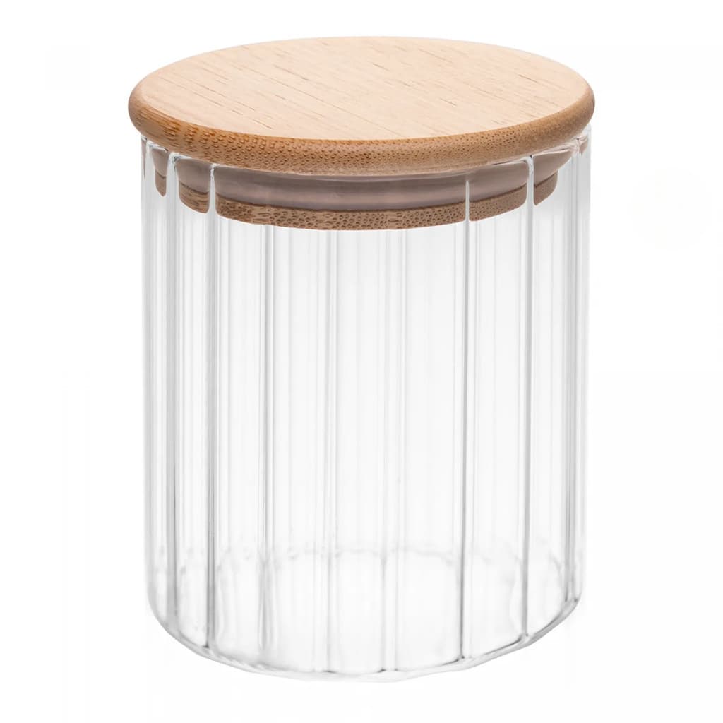 Porta Mantimento com Tampa de Bambu Canelado 200ml Vidro Borossilicato