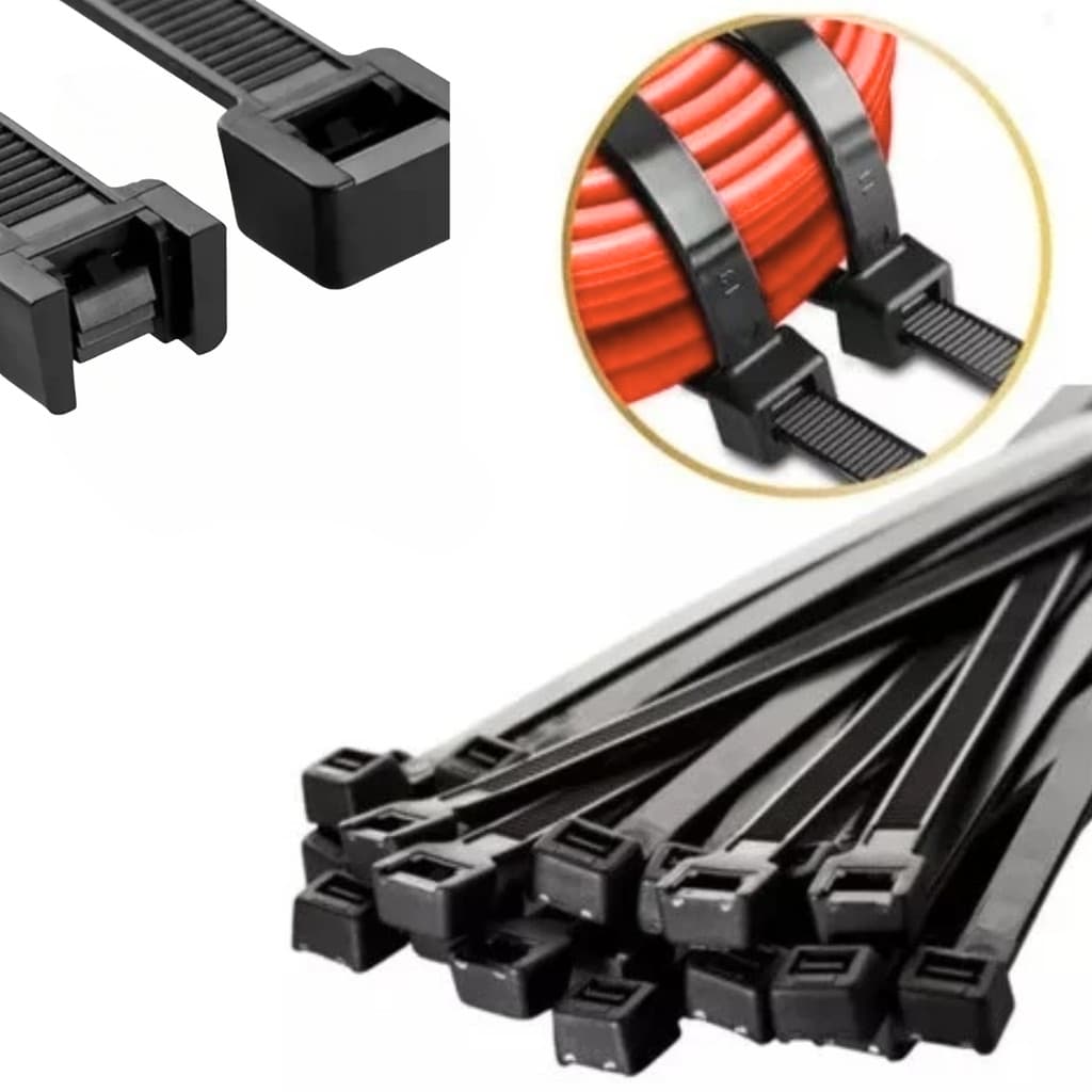 Abraçadeira de Nylon Enforca Gato Fixação Diversas Cabos Elétricos Veículos Bicicletas Motor 40cm x 7,6mm 50 Peças Preta