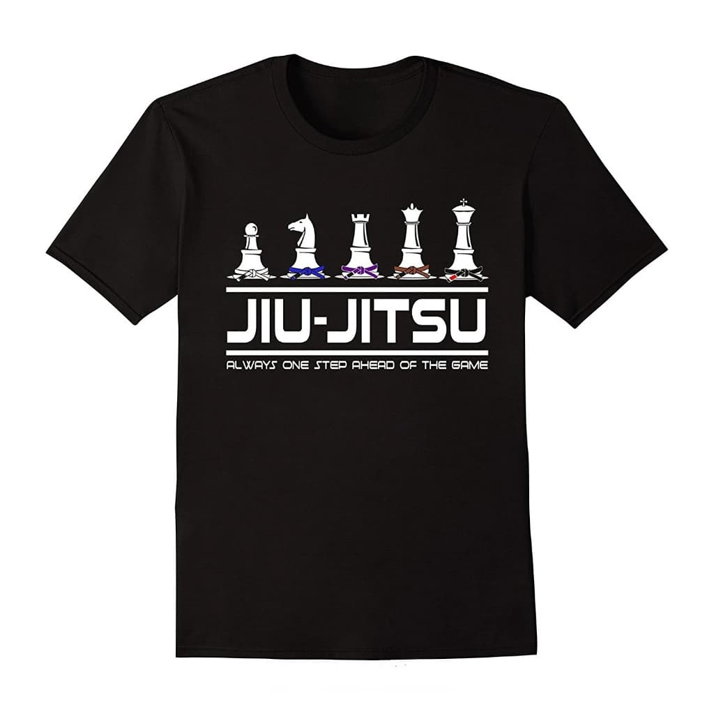 Camiseta Algodão Jiu Jitsu Faixa Preta Xadrez