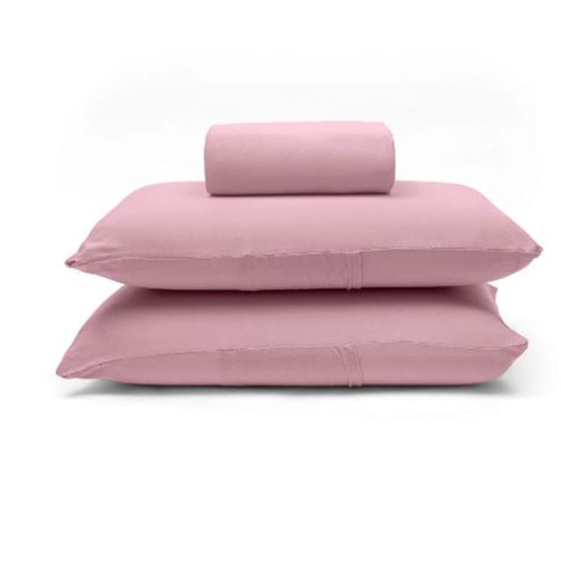 Jogo de Cama Buettner Queen Malha 100% Algodão Basic Liso 3 Peças Rose Blush