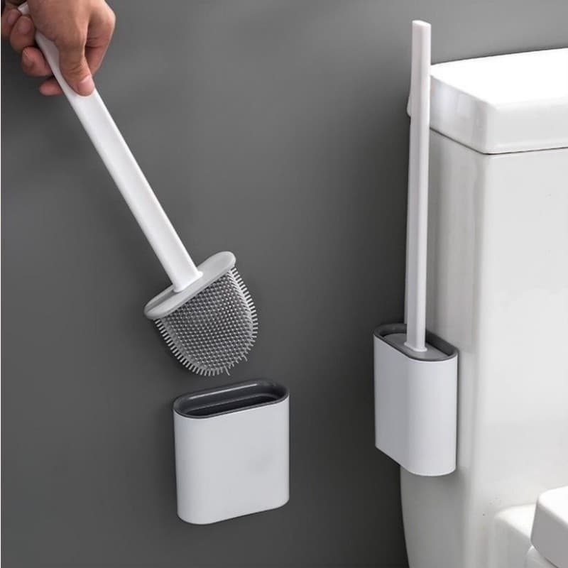 Escova de Privada 2 em 1 Quadrada em Silicone, Multiuso para Banheiro