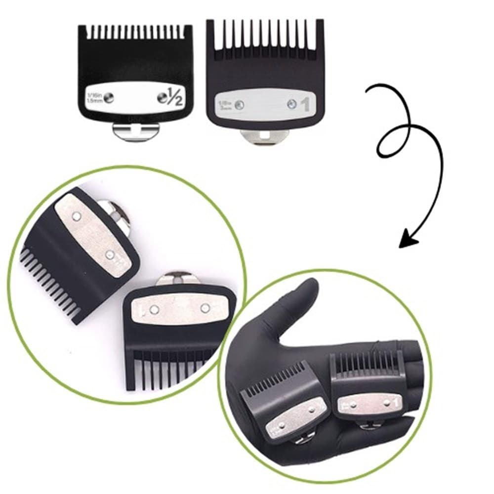 Kit Pente Especial 0,5 e 1,0 Universal Preto para Máquina de Cortar Cabelo cod 952