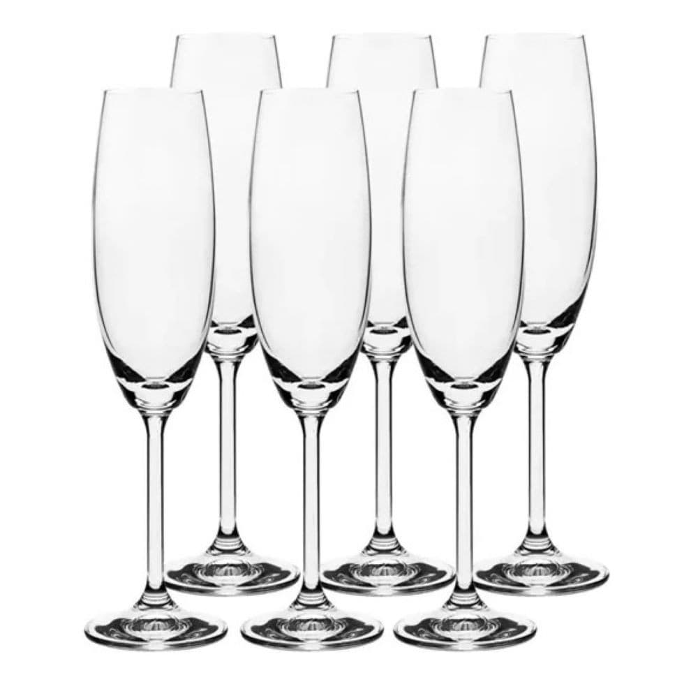 Jogo 6 Taças Cristal Champagne Bohemia 230ml - Champanhe Espumante