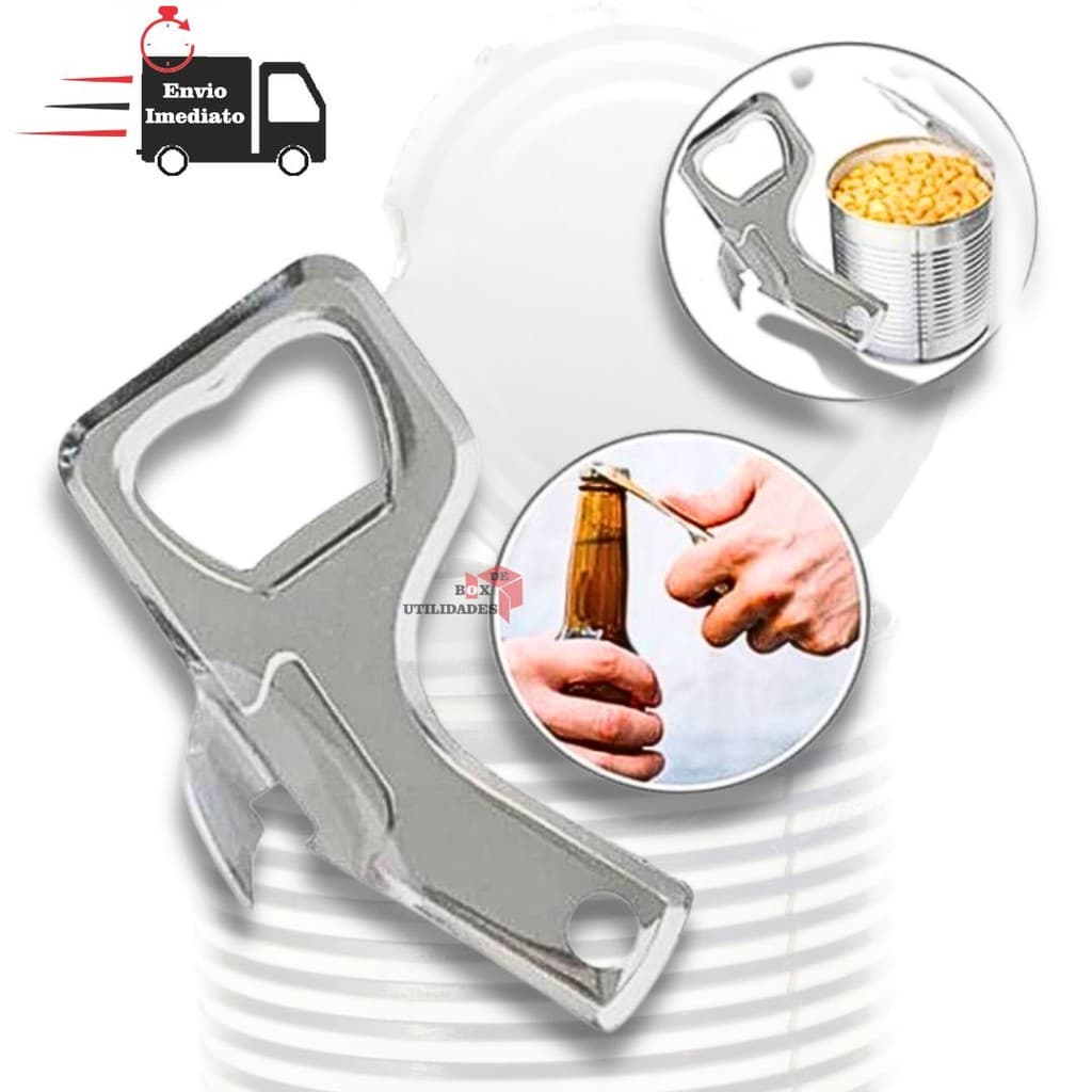 Abridor De Lata E Garrafas 9cm Aço Inox Original Utensilio De Cozinha Abridores