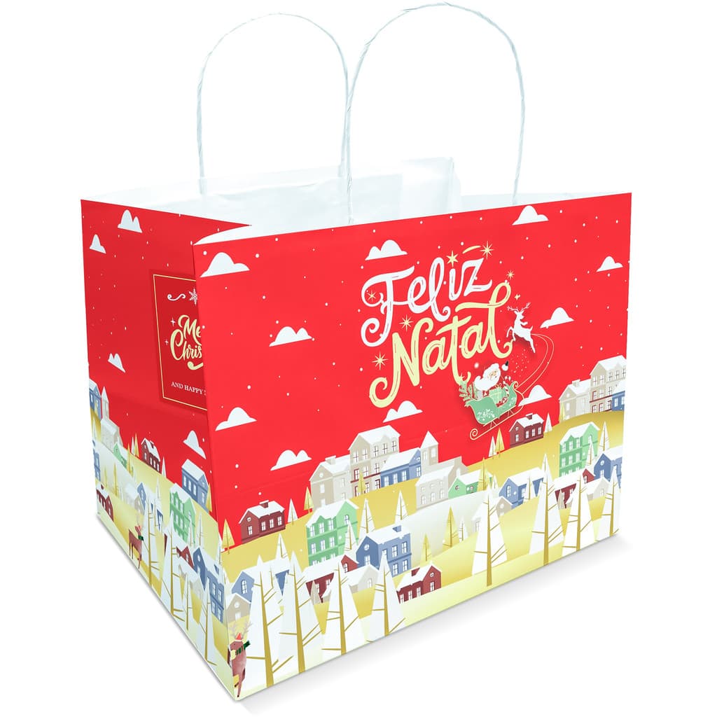 Kit 10 SACOLA DE NATAL PARA PANETONE DE PAPEL NATAL JESUS EMBALAGEM 26X19X20,5CM