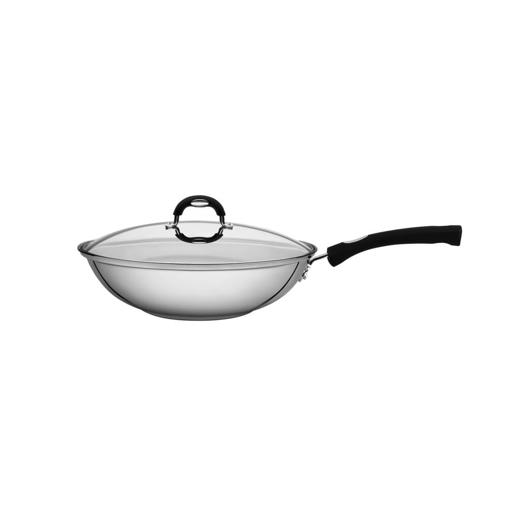 Frigideira Wok Tramontina Panela Inox Indução 28cm Tampa
