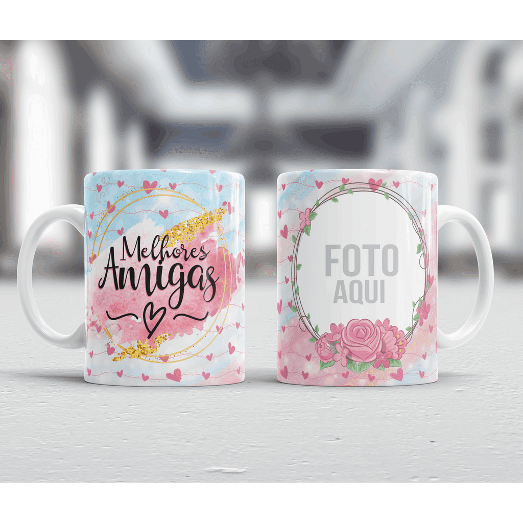 Caneca Personalizada Xicara Branca Grande Caneca de Porcelana Personalizada Amizade A13 Melhores Amigas com FOTO