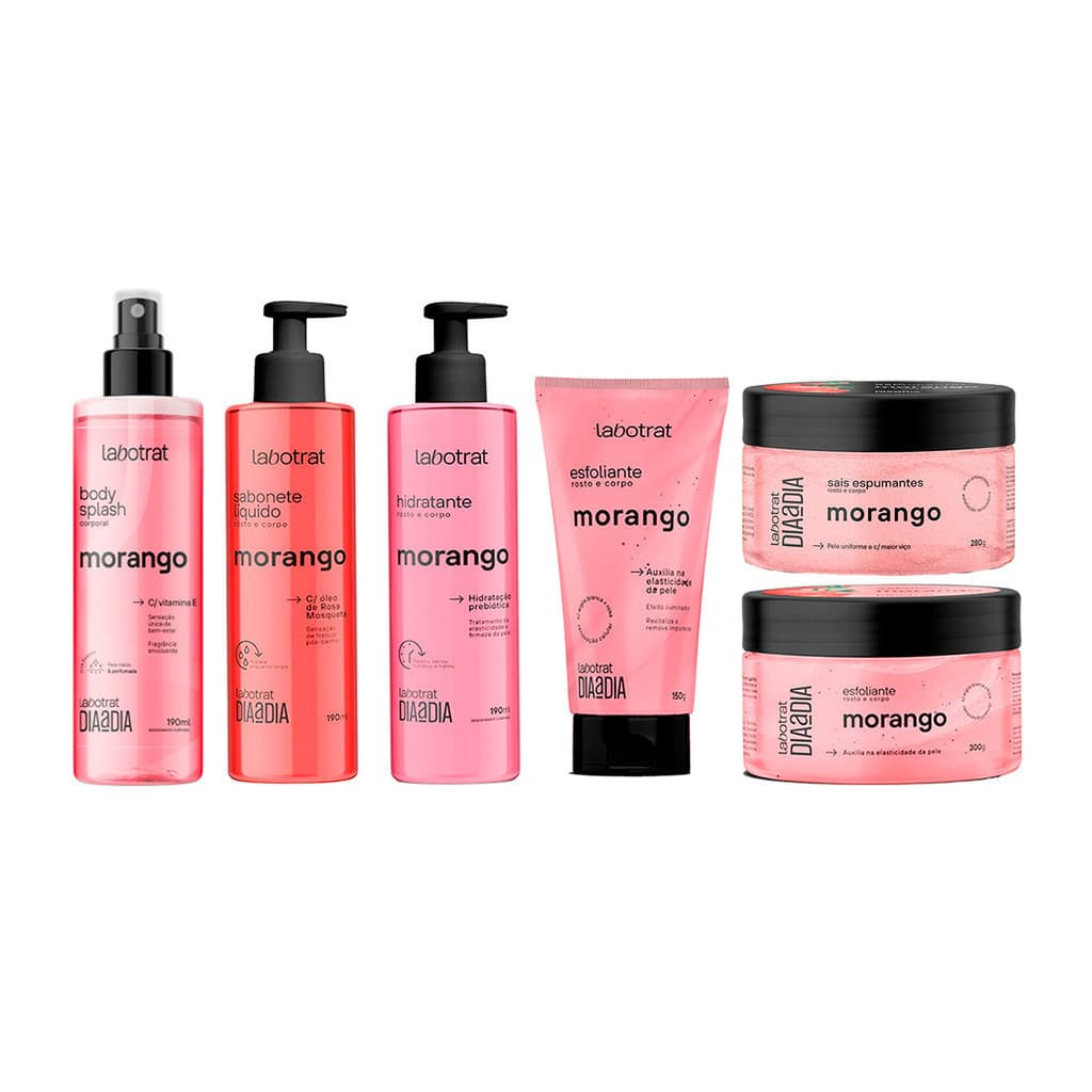 Labotrat Kit Completo com 6 Unidades Dia a Dia Rosto e Corpo - Morango