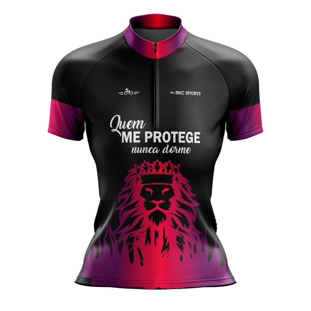 CAMISA CICLISMO FEMININA MOUNTAIN BIKE MANGA CURTA PROTEÇÃO UV RKC SPORTS QUEM ME PROTEGE NUNCA DORME