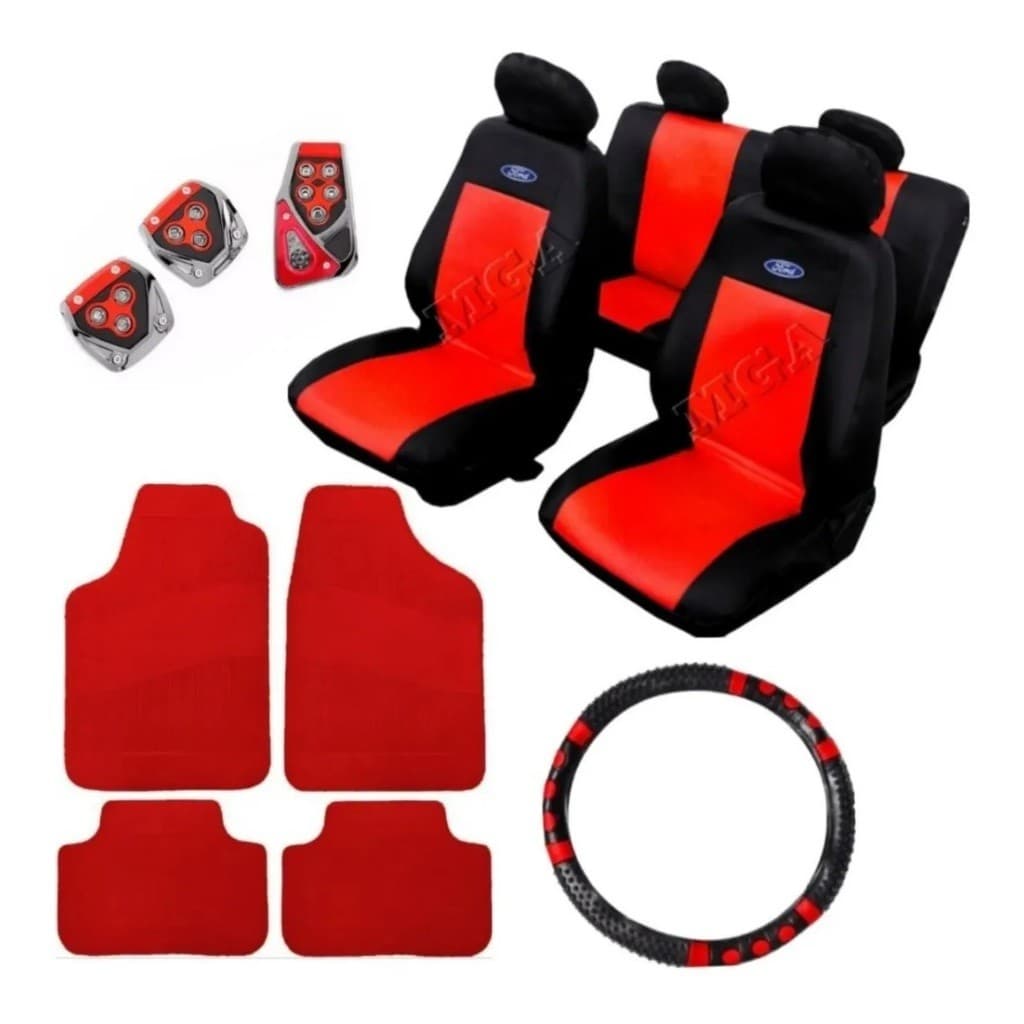 Kit capa banco carro +c/volante +pedaleira +tapete FORD ESCORT XR3